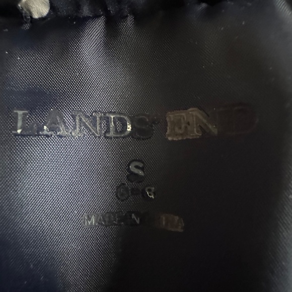 Lands' End Women' S Navy Dark Blue with White Polkadots Zip Up Down Puffer Vest - Picture 9 of 10